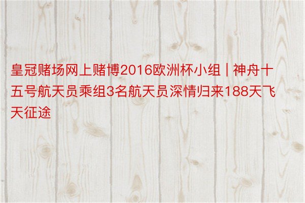 皇冠赌场网上赌博2016欧洲杯小组 | 神舟十五号航天员乘组3名航天员深情归来188天飞天征途