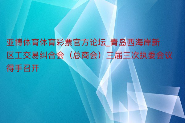 亚博体育体育彩票官方论坛_青岛西海岸新区工交易纠合会（总商会）三届三次执委会议得手召开